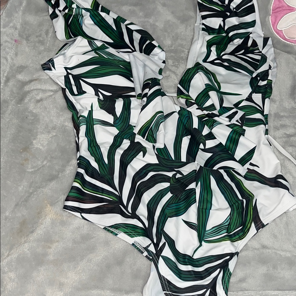 Leaf Print One-Piece Swimsuit
